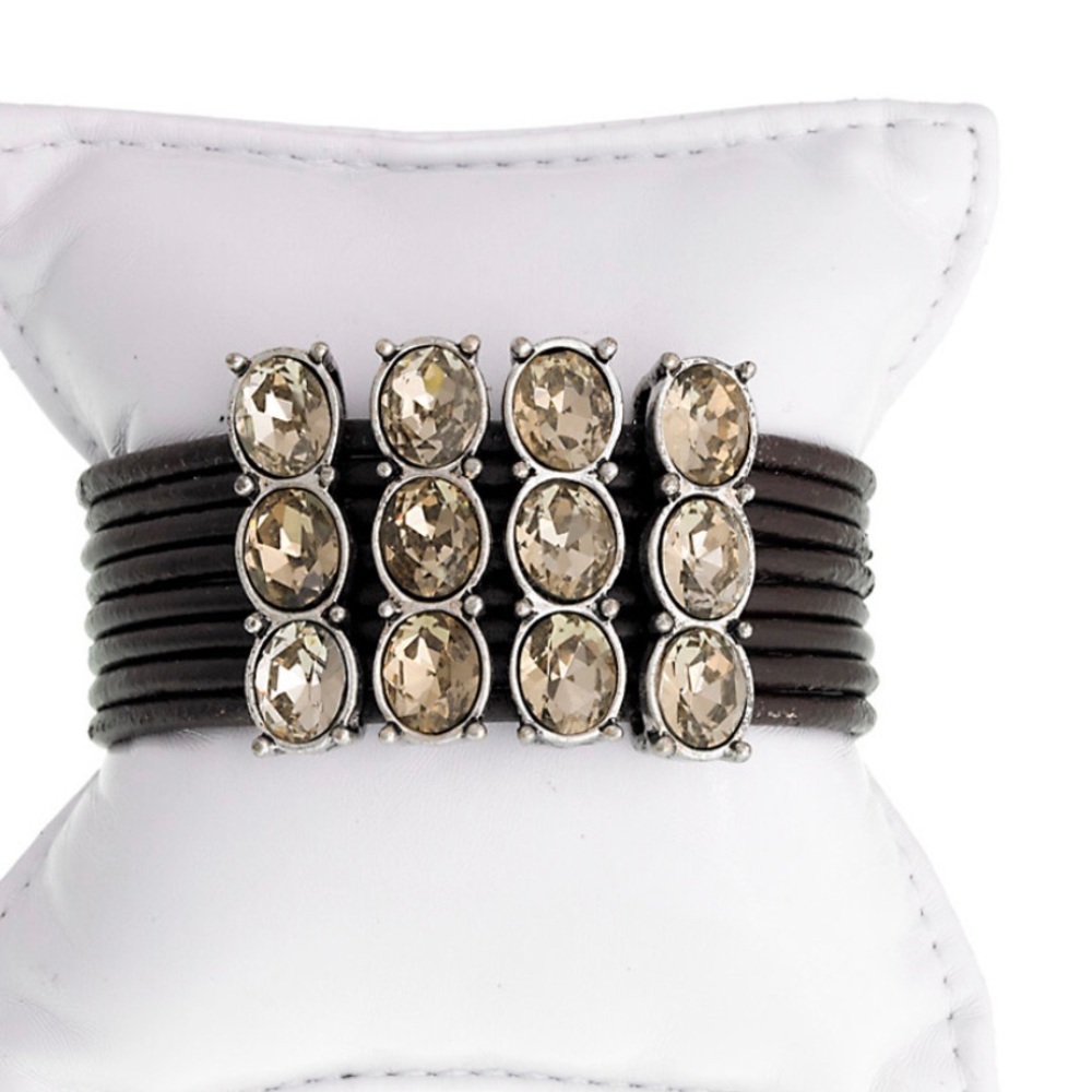 Escape From Paris Leather with Light Topaz Crystals-Boutique